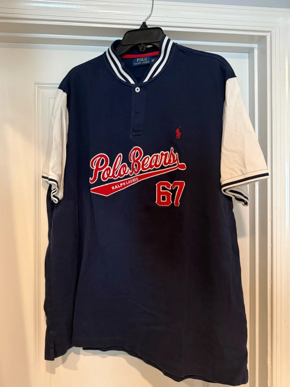 Ralph Lauren Navy and White Polo Bears Rugby Shirt